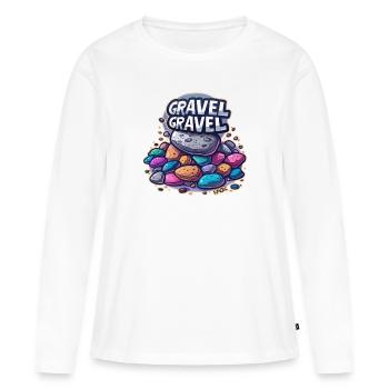Gravier ou gravier - T-shirt manches longues Premium bio Femme - blanc - Devant - Julia (174cm)