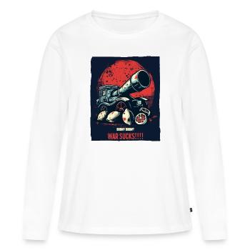 Big bang avec des citrons, la guerre c’est de la merde - T-shirt manches longues Premium bio Femme - blanc - Devant - Julia (174cm)