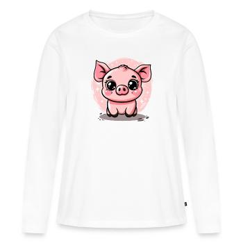 Mignon petit cochon porcelet cochon - T-shirt manches longues Premium bio Femme - blanc - Devant - Julia (174cm)