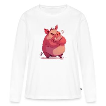 Angry and offended pig - Women's Premium Organic Long Sleeve Shirt - white - Front - Julia (174cm)