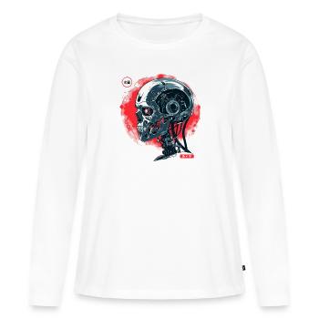 Cyber Cyborg Tech: Roboter Totenkopf Schädel - Frauen Premium Bio Langarmshirt - Weiß - Vorne - Julia (174cm)