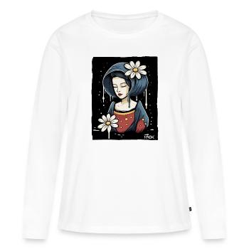 Beauté de la fleur de beurre : la femme sage - T-shirt manches longues Premium bio Femme - blanc - Devant - Julia (174cm)