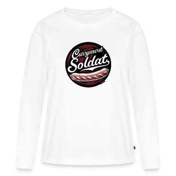 Le drôle de soldat Currywurst - T-shirt manches longues Premium bio Femme - blanc - Devant - Julia (174cm)