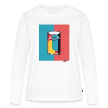 Pop Art und eine bunte Dose - Frauen Premium Bio Langarmshirt - Weiß - Vorne - Julia (174cm)