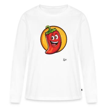 Bonjour! Pepperoni épicé drôle - T-shirt manches longues Premium bio Femme - blanc - Devant - Julia (174cm)