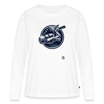 Plongée en mer avec équipement et bulles - T-shirt manches longues Premium bio Femme - blanc - Devant - Julia (174cm)