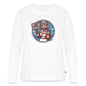 Potins de femme au foyer : Mauvais conseils gratuits - T-shirt manches longues Premium bio Femme - blanc - Devant - Julia (174cm)