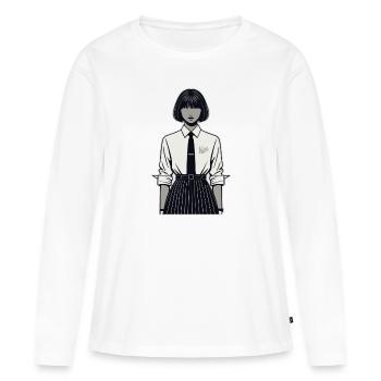 Japonaise en uniforme scolaire - T-shirt manches longues Premium bio Femme - blanc - Devant - Julia (174cm)