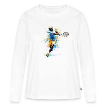 Joueur de tennis revers - T-shirt manches longues Premium bio Femme - blanc - Devant - Julia (174cm)