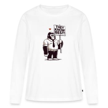 Bon gorille avec bouclier : Vous savez mieux ! - T-shirt manches longues Premium bio Femme - blanc - Devant - Julia (174cm)