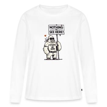 Gorilla with a shield: There is nothing to see here - Women's Premium Organic Long Sleeve Shirt - white - Front - Julia (174cm)