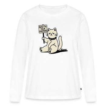 Chat protestataire sarcastique – Arc-en-avant ! - T-shirt manches longues Premium bio Femme - blanc - Devant - Julia (174cm)
