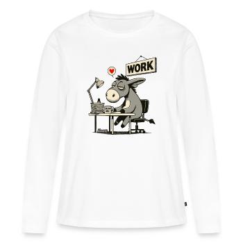 âne de bureau fatigué au travail au bureau - T-shirt manches longues Premium bio Femme - blanc - Devant - Julia (174cm)