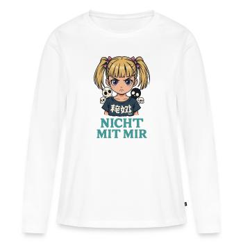 Pas avec moi – Angry Girl - T-shirt manches longues Premium bio Femme - blanc - Devant - Julia (174cm)