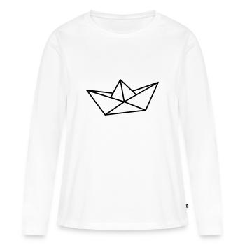 Bateau de papier - T-shirt manches longues Premium bio Femme - blanc - Devant - Julia (174cm)