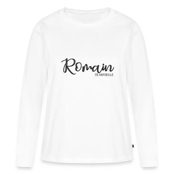Romain de Marseille Cadeau T shirt romain - T-shirt manches longues Premium bio Femme - blanc - Devant - Julia (174cm)