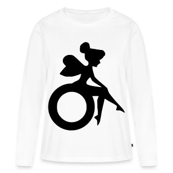 Image of fairy in a wheelchair # - Women's Premium Organic Long Sleeve Shirt - white - Front - Julia (174cm)