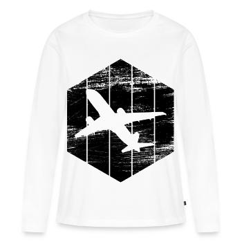 Croquis d’avion à réaction - T-shirt manches longues Premium bio Femme - blanc - Devant - Julia (174cm)