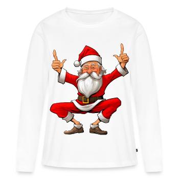 Noël des yogis - T-shirt manches longues Premium bio Femme - blanc - Devant - Julia (174cm)