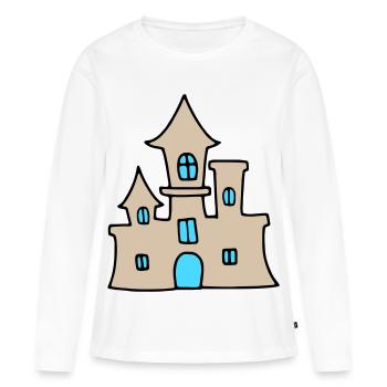 Château de sable - été sur la plage - T-shirt manches longues Premium bio Femme - blanc - Devant - Julia (174cm)