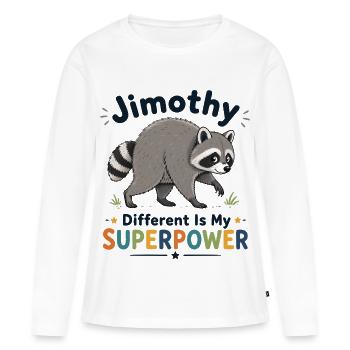 Jimothy Anders est mon super-pouvoir - T-shirt manches longues Premium bio Femme - blanc - Devant - Julia (174cm)
