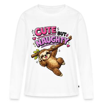 Süß aber frech Faultier - Frauen Premium Bio Langarmshirt - Weiß - Vorne - Julia (174cm)