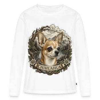 Chihuahua in vintage style with mountain landscape - Women's Premium Organic Long Sleeve Shirt - white - Front - Julia (174cm)