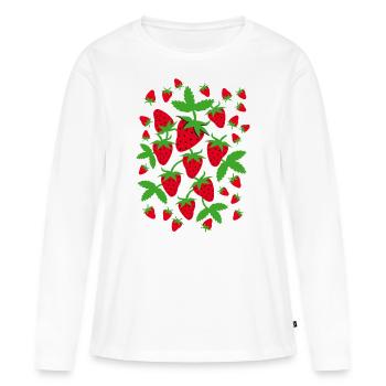 Fraises Fraises - T-shirt manches longues Premium bio Femme - blanc - Devant - Julia (174cm)