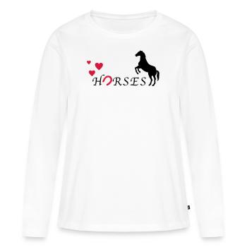 Ich liebe Pferde - Frauen Premium Bio Langarmshirt - Weiß - Vorne - Julia (174cm)