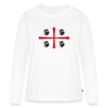 Croix drapeau sarde - T-shirt manches longues Premium bio Femme - blanc - Devant - Julia (174cm)