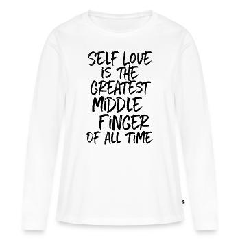 Amour de soi Confiance en soi Yoga - T-shirt manches longues Premium bio Femme - blanc - Devant - Julia (174cm)
