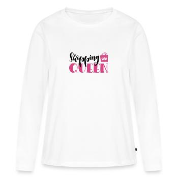 Reine du Shopping - T-shirt manches longues Premium bio Femme - blanc - Devant - Julia (174cm)