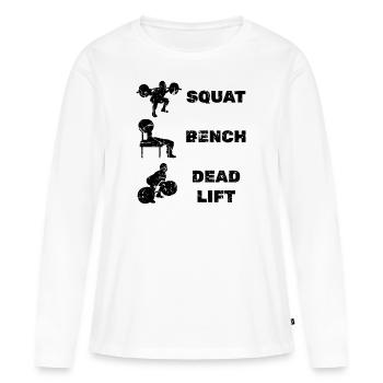 Squat Bench Deadlift Powerlifting - Frauen Premium Bio Langarmshirt - Weiß - Vorne - Julia (174cm)