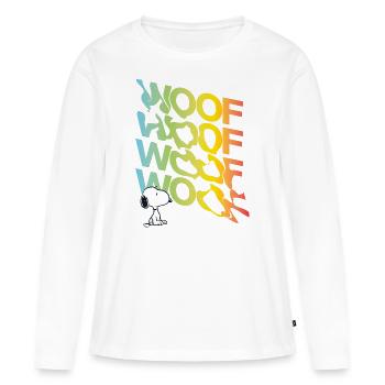 Peanuts Snoopy Woof Woof - Frauen Premium Bio Langarmshirt - Weiß - Vorne - Julia (174cm)
