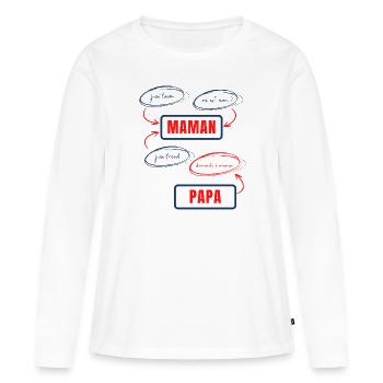 Humour maman débordée drôle cadeau maman original - T-shirt manches longues Premium bio Femme - blanc - Devant - Julia (174cm)