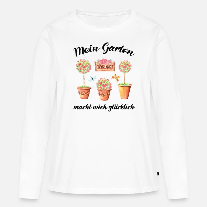 Garten Spruch Gärtner Hobbygärtner Geschenkidee - Frauen Premium Bio Langarmshirt - Weiß