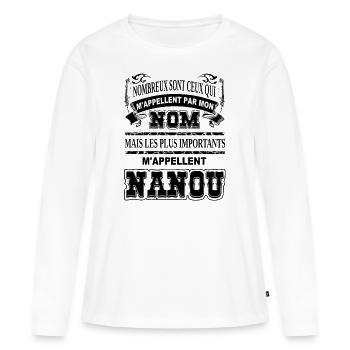 Meilleure grand-mère nanou cadeau humour mamie - T-shirt manches longues Premium bio Femme - blanc - Devant - Julia (174cm)