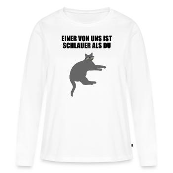 Freche Schlaue Nerd Katze Lustiger Spruch Geschenk - Frauen Premium Bio Langarmshirt - Weiß - Vorne - Julia (174cm)