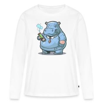 Vapotame Hippo - T-shirt manches longues Premium bio Femme - blanc - Devant - Julia (174cm)