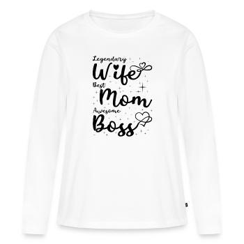 Cadeau de fête des mères pour la meilleure maman et la meilleure épouse - T-shirt manches longues Premium bio Femme - blanc - Devant - Julia (174cm)
