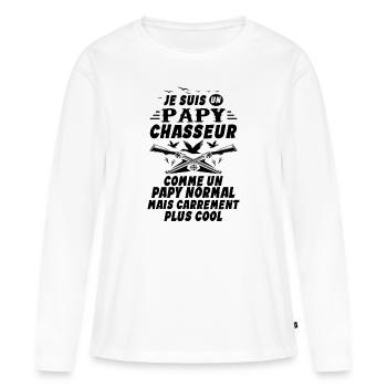 Un Papy Chasseur comme un Papy Normal Cadeau Papy - T-shirt manches longues Premium bio Femme - blanc - Devant - Julia (174cm)