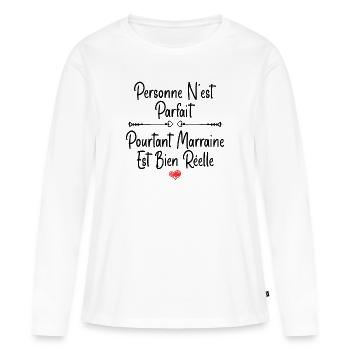 Marraine - T-shirt manches longues Premium bio Femme - blanc - Devant - Julia (174cm)