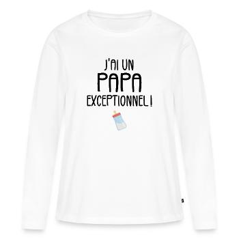 J'ai un Papa Exceptionnel - T-shirt manches longues Premium bio Femme - blanc - Devant - Julia (174cm)