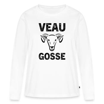 veau gosse - T-shirt manches longues Premium bio Femme - blanc - Devant - Julia (174cm)