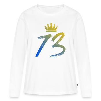 73 Figure de la couronne - T-shirt manches longues Premium bio Femme - blanc - Devant - Julia (174cm)
