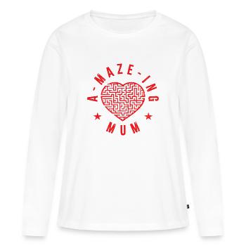 Une maman labyrinthe - T-shirt manches longues Premium bio Femme - blanc - Devant - Julia (174cm)