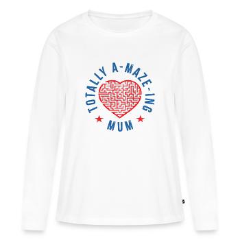 Völlig A-Labyrinth Mama - Frauen Premium Bio Langarmshirt - Weiß - Vorne - Julia (174cm)