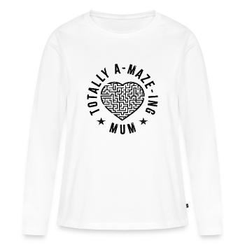 Völlig A-Labyrinth Mama - Frauen Premium Bio Langarmshirt - Weiß - Vorne - Julia (174cm)