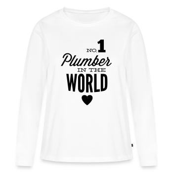Plomberie les meilleures du monde - T-shirt manches longues Premium bio Femme - blanc - Devant - Julia (174cm)