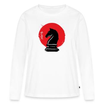 Echecs Japon Springer - T-shirt manches longues Premium bio Femme - blanc - Devant - Julia (174cm)